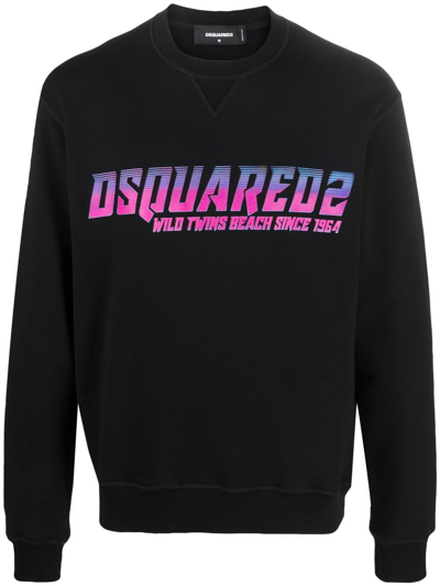 Dsquared2 Logo-print Crew-neck Sweatshirt In Black