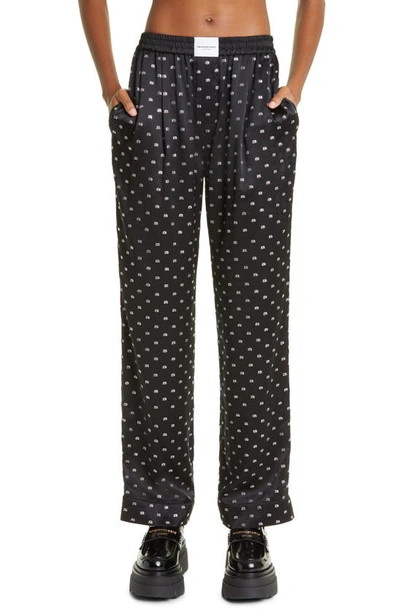 Alexander Wang Logo Jacquard Silk Pajama Trousers In Black