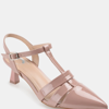 Journee Collection Women's Jazlynn T Strap Kitten Heel Dress Pumps In Blush Patent