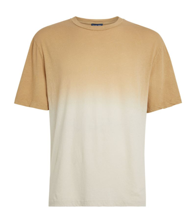 Frescobol Carioca Dinis Dip Dye-print Cotton And Linen-blend T-shirt In Camel