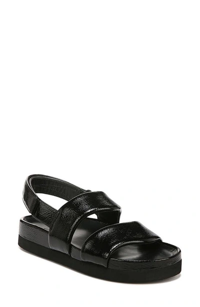 Vince Gemini Patent Comfort Slingback Sandals In Black