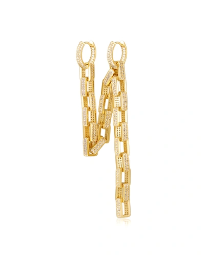 Luv Aj Jagger Chain Double Piercing Hoop Earrings In 14k Gold Plated