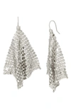 Allsaints Chain Mesh Handkerchief Statement Earrings In Silver