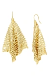 Allsaints Chain Mesh Handkerchief Statement Earrings In Gold