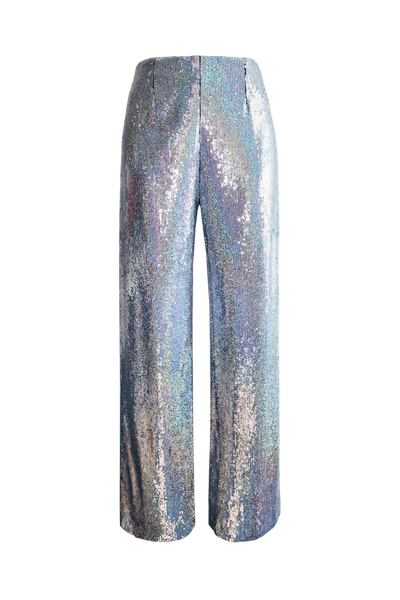 L’momo Psychedelic Straight Legged Sequin Pants In Grey