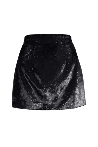L’momo Lurex Velvet Mini Skirt In Black