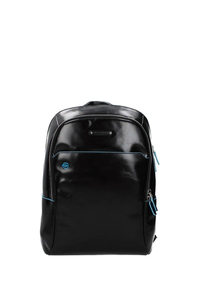 Piquadro Calf-leather Two-zip Backpack In  Black