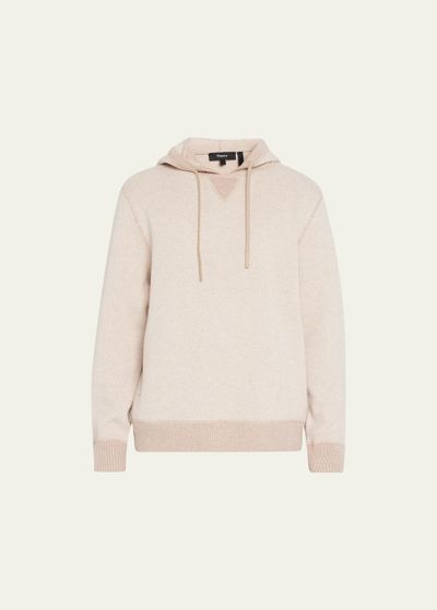 Theory Alcos Herringbone Wool-blend Hoodie In Grey