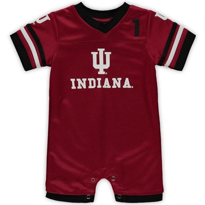 Colosseum Babies' Newborn And Infant Boys And Girls  Crimson Indiana Hoosiers Bumpo Football Logo Romper
