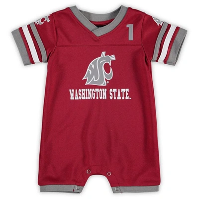 Colosseum Babies' Newborn And Infant Boys And Girls  Crimson Washington State Cougars Bumpo Football Logo Rom