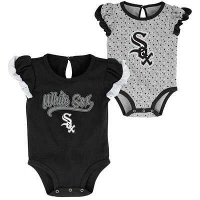 Outerstuff Babies' Newborn & Infant Black/heathered Gray Chicago White Sox Scream & Shout Two-pack Bodysuit Set