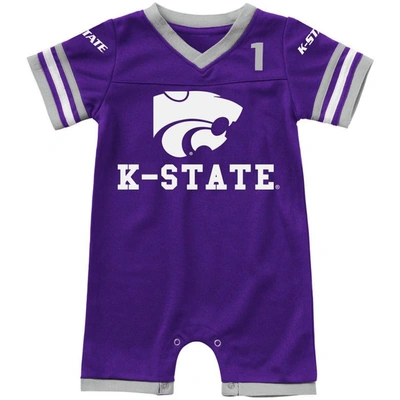 Colosseum Babies' Newborn And Infant Boys And Girls  Purple Kansas State Wildcats Bumpo Football Logo Romper