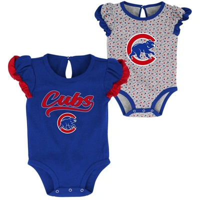Outerstuff Babies' Newborn & Infant Royal/heathered Gray Chicago Cubs Scream & Shout Two-pack Bodysuit Set In Blue