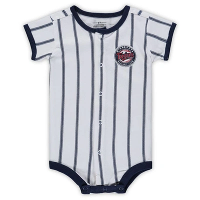 Outerstuff Babies' Newborn Boys And Girls White, Navy Minnesota Twins Power Hitter Short Sleeve Bodysuit In White,navy