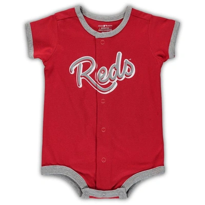 Outerstuff Babies' Newborn And Infant Boys And Girls Red Cincinnati Reds Stripe Power Hitter Romper