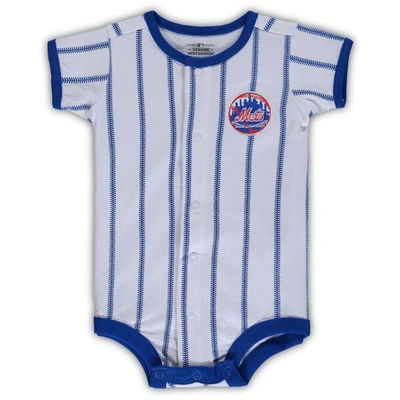 Outerstuff Babies' Infant White New York Mets Pinstripe Power Hitter Coverall