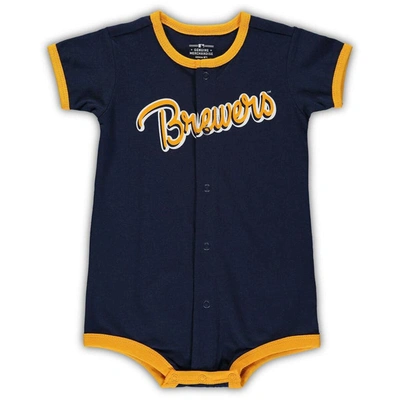 Outerstuff Babies' Infant Navy Milwaukee Brewers Power Hitter Romper