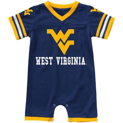 Colosseum Babies' Newborn And Infant Boys And Girls  Navy West Virginia Mountaineers Bumpo Football Logo Romp