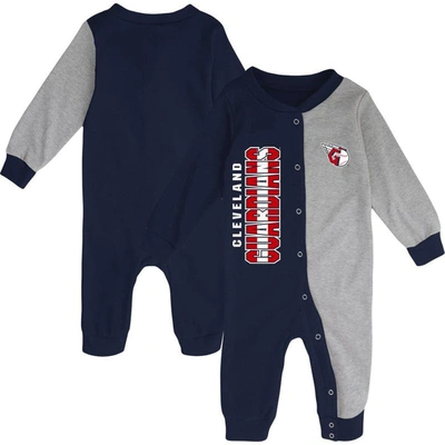 Outerstuff Babies' Infant Navy/heather Gray Cleveland Guardians Halftime Sleeper