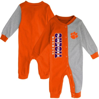 Outerstuff Babies' Infant Orange/heather Gray Clemson Tigers Halftime Two-tone Sleeper