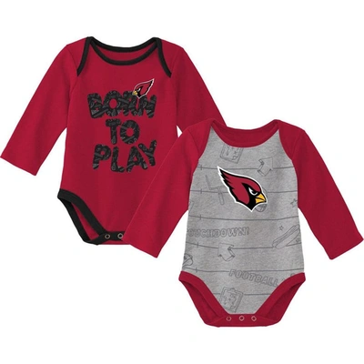 Outerstuff Babies' Newborn & Infant Cardinal/heathered Gray Arizona Cardinals Born To Win Two-pack Long Sleeve Bodysuit