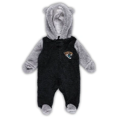 Outerstuff Babies' Newborn & Infant Black/gray Jacksonville Jaguars Game Nap Teddy Fleece Bunting Full-zip Sleeper