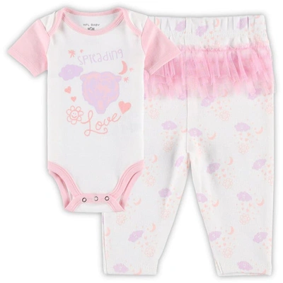 Outerstuff Babies' Girls Newborn And Infant White Chicago Bears Spreading Love Bodysuit And Tutu Leggings Set