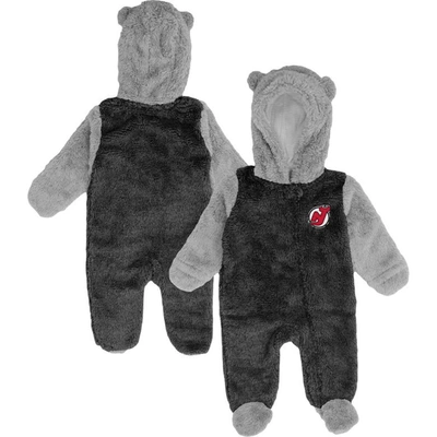 Outerstuff Babies' Newborn Red New Jersey Devils Game Nap Teddy Fleece Bunting Full-zip Sleeper In Black