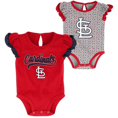 Outerstuff Babies' Newborn & Infant Red/heathered Grey St. Louis Cardinals Scream & Shout Two-pack Bodysuit Set