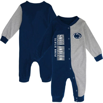 Outerstuff Babies' Infant Boys And Girls Navy Penn State Nittany Lions Playbook Two-tone Sleeper