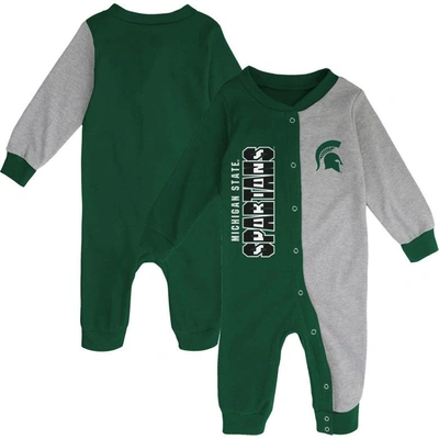 Outerstuff Babies' Infant Green/heather Gray Michigan State Spartans Halftime Two-tone Sleeper