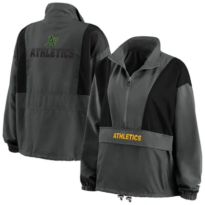 Wear By Erin Andrews Charcoal Oakland Athletics Packable Half-zip Jacket