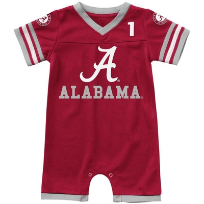 Colosseum Babies' Infant  Crimson Alabama Crimson Tide Bumpo Football Romper