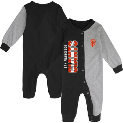 Outerstuff Babies' Infant Boys And Girls Black, Gray San Francisco Giants Halftime Sleeper In Black,gray