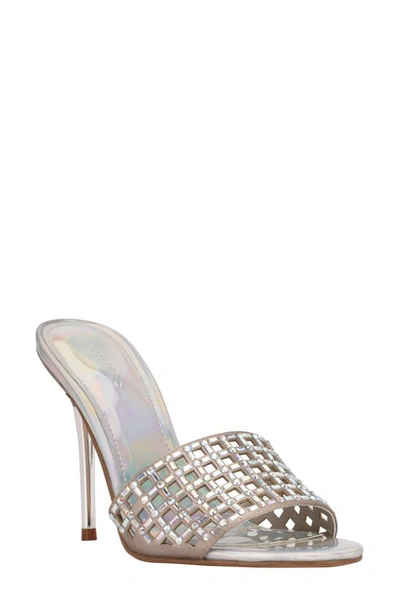 Guess Mably Sandal In Silver Satin