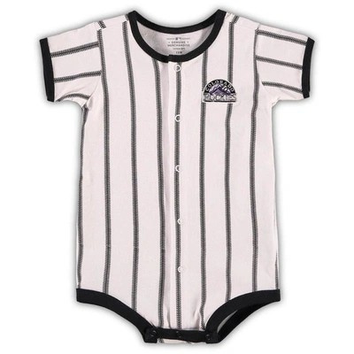 Outerstuff Babies' Infant White Colorado Rockies Pinstripe Power Hitter Coverall
