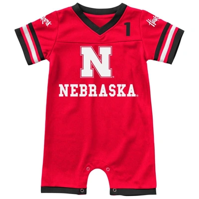 Colosseum Babies' Infant  Scarlet Nebraska Huskers Bumpo Football Romper