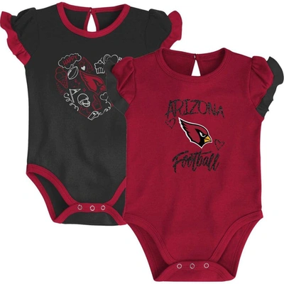 Outerstuff Babies' Newborn & Infant Cardinal/black Arizona Cardinals Too Much Love Two-piece Bodysuit Set