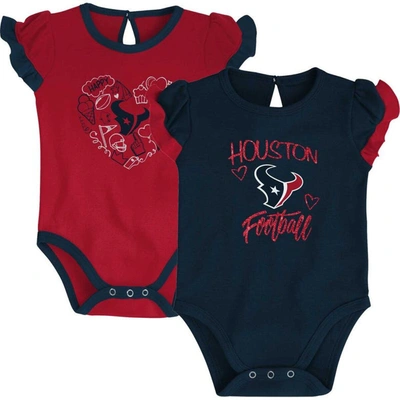 Outerstuff Babies' Newborn & Infant Navy/red Houston Texans Too Much Love Two-piece Bodysuit Set In Blue