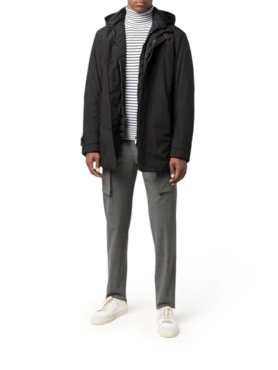 Moorer Double-layer Hooded Coat In Black