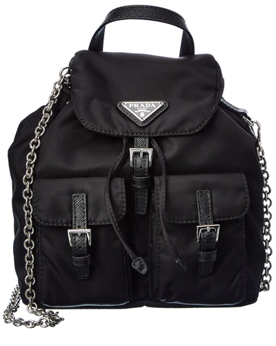 Prada Mini Nylon Backpack In Black
