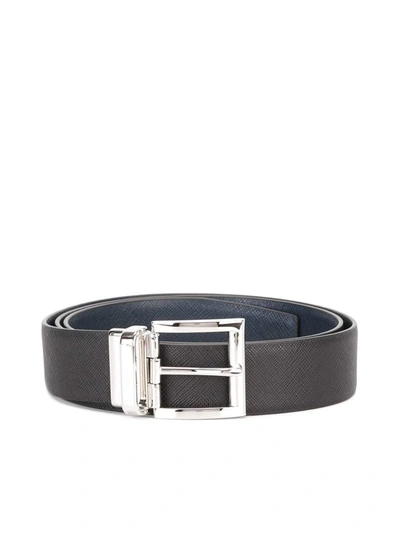 Prada Saffiano Leather Belt In Black