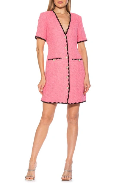 Alexia Admor Yaiya Button Front Tweed Sheath Dress In Pink