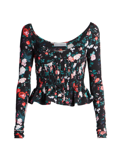 Rabanne Floral-print Corset-style Blouse In Black Rose
