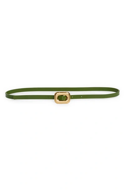 Bottega Veneta Women's Buckle-closure Leather Belt In Avocado Brass