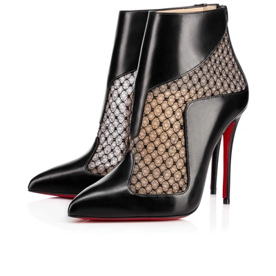 Christian Louboutin Papilloboot Nappa Shiny/bas Resille 100 Black Lace -  Women Shoes - | ModeSens