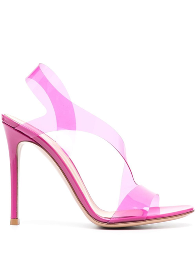 Gianvito Rossi Metropolis Patent And Glass High Heel Sandals In Pink