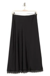 Cece Lace Trim Bias Skirt In Black