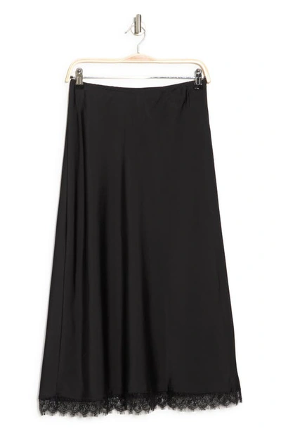 Cece Lace Trim Bias Skirt In Black