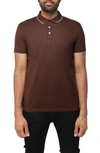 X-ray Pipe Trim Knit Polo In Dark Brown